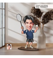 BK Gift Kişiye Özel Badminton Karikatürlü Büyük Boy Ahşap Biblo-1, Arkadaşa Hediye , Sevgiliye Hediye, Kişiye Özel Biblolar