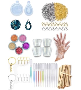 Başlangıç Seti 300 Parça'lı Silikon Kalıp Takı Çivileri Glitter Döküm Kabı Damlalık Pipet X1