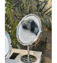 Oval-Ayaklı-Ayarlanabilir Masa, Makyaj, El Aynası-Çift Taraflı (Tatlı Gri)