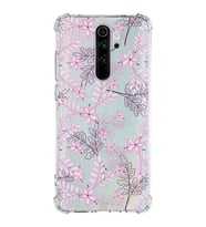 Xiaomi Redmi Note 8 Pro Köşe Korumalı Antişok Kapak Floral Pudra Tasarımlı Şeffaf Silikon Kılıf