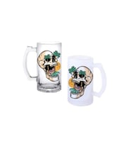 Ghostbastır Design KuruKafa Kulplu Bira Bardağı Buzlu veya Şeffaf Seçenekli 0149