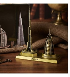Dubai Temalı Burj Khalifa ve Burj Al Arab Metal Dekoratif Biblo – Şık Masaüstü Hediyelik
