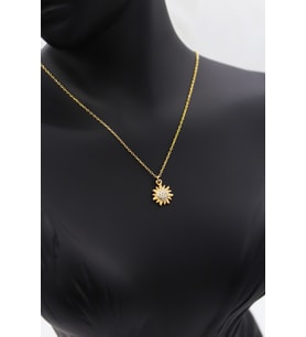 Kadın Sarı Minimalist Güneş Kolye 925 Ayar Gümüş
