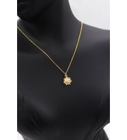 Kadın Sarı Minimalist Güneş Kolye 925 Ayar Gümüş