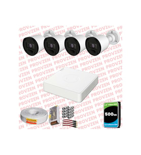 Provzen RV Hikvision 4 Kameralı Full HD 20mt Gece Görüşlü Güvenlik Kamerası Olay Anında bildirim