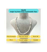 SERTİFİKALI Havlit Doğal Taş 6mm Makrome Kolye 45cm- 55cm Ayarlanabilir Ölçü
