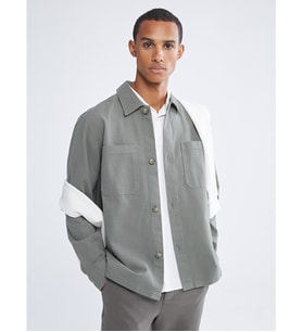 LCW Vision Haki Regular Fit Uzun Kollu Gabardin Erkek Gömlek Ceket