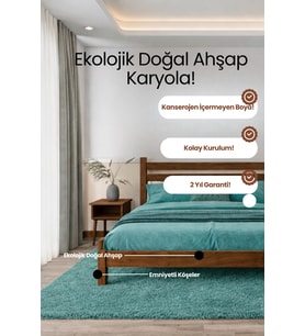 Urban Model Masif Ahşap Karyola Kolay Kurulum Fırınlanmış İthal Sibirya Çamı 180x200 Yatak Uyumlu