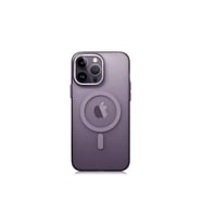 Apple iPhone 14 Pro Max Uyumlu Kılıf M-safe Şarj Özellikli Buzlu Sert PC Zore Tuval Kapak (Koyu Mor)