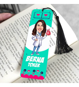 Kalp Doktoru Kadın Karikatürlü Püsküllü Kitap Ayracı