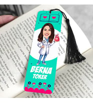 Kalp Doktoru Kadın Karikatürlü Püsküllü Kitap Ayracı
