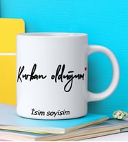 KURBAN OLDUĞUM Tasarımlı İsim Soyisim Yazılı Kişiye Özel Kupa Bardak