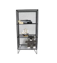 Ayaklı Metal Rafı 3 Gözlü Kitaplık Grid Kafes Tel Model WD62