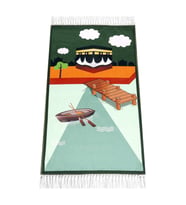 Dijital Baskılı Çocuk Seccadesi - Kayıklı Kabeli Yeşil Renk - 44 X 78 cm