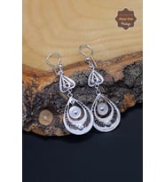 Sallantılı Damla Tasarım 925 Ayar Gümüş Telkari Kadın Küpe 201023943