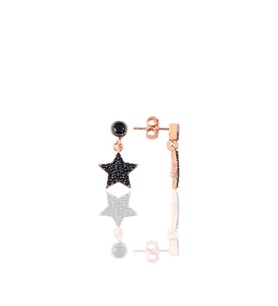 Söğütlü Silver Gümüş siyah taşlı yıldız modeli küpe
