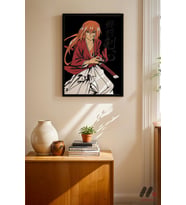 Rurouni Kenshin Japon Savaşçı Poster, Siyah Çerçeveli Duvar Tablosu - Anime Severlere