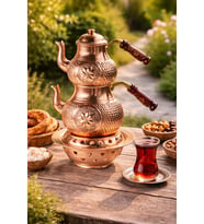 Balkon Sefası Ocaklı YILDIZ Çaydanlık Seti Jel Yakıtlı – 0.9L Üst & 1.85L Alt Demlik – Taşınabilir Kamp ve Balkon Çayı Keyfi(JEL HEDİYELİ)