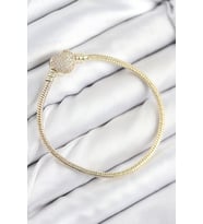 Pirinç Charm Zirkon Taşlı Kalp Model Gold Renk Kadın Bileklik 5886 - HPSBYI3711-7630