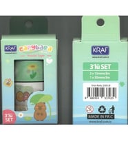 KRAF 2505-CB WASHI TAPE CAPYBARA 3 LÜ TEK SET KUTULU DESENLİ BANT  (15mmx3m 2Ad + 30mmx3m 1 Ad)