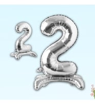 2 Rakam Ayaklı Folyo Balon, 65 cm - Gümüş