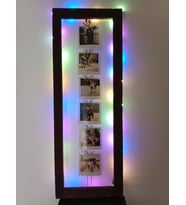 Kişiye Özel Led Işıklı İpli Mandallı Ahşap Fotoğraf Çerçevesi