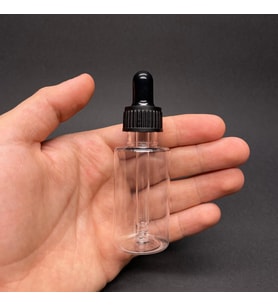 30 Ml Kısa Şeffaf Şişe Cam Damlalıklı  , Plastik Kapaklı , 30 Cc Cam Damlalıklı PE Şişe x 10 Adet
