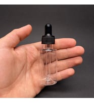30 Ml Kısa Şeffaf Şişe Cam Damlalıklı  , Plastik Kapaklı , 30 Cc Cam Damlalıklı PE Şişe x 10 Adet