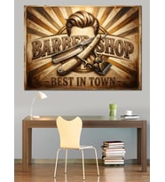 Barber Shop En İyi Berber Yazısı Dekoratif Kanvas - Mdf Ahşap Tablo