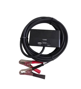 Aküden bağlantılı Uzatma Kablosu Çakmaklık Çoklayıcı LCD Ekranlı USB, Type-C çıkışlı 12 Volt 10 Amper 120 WAT 2 X1,5mm TTR Bakır 2 Mt-Siyah-YK-OT733-MŞ