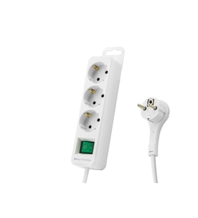 Akım Korumalı Uzatma Kablosu 3 Priz Anahtarlı 306 Joule 3G1.0Mm Tam Bakır 1.5M - Beyaz SPGF03