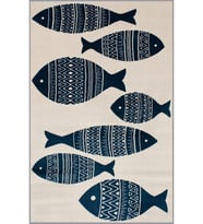 Eliana Home Baskılı, Yıkanabilir Kaymaz Taban Mutfak Halısı LNA2043 100x150 cm (Lacivert)