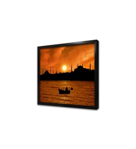 Gün Batımı İstanbul Silueti Çerçeveli Mdf Tablo