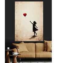 Balonlu Kız Banksy Tarzı Dekoratif Kanvas - Mdf Ahşap Tablo