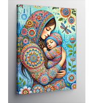 Kanvas Tablo Mandala Motifli Anne Ve Çocuk