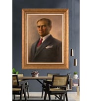 Altın Varaklı Çerçeveli Paspartulu Atatürk Tablo nh253 (Gold)