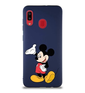 Samsung Galaxy A30 Soft Premier Kapak Mickey Mouse-C Tasarımlı Silikon Kılıf - Lacivert (Şeffaf)