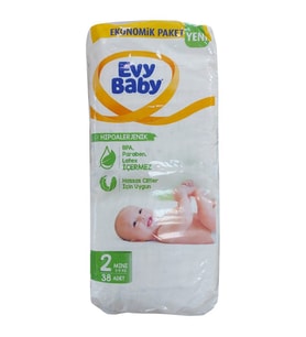 Evy Baby 2 Numara Eko Bebek Bezi Mini 38'li Paket