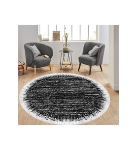 Eliana Home Baskılı, Yıkanabilir Kaymaz Taban Yuvarlak Halı LNA7301-HS384 120x120 cm (Siyah)