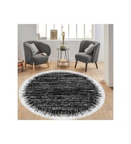 Eliana Home Baskılı, Yıkanabilir Kaymaz Taban Yuvarlak Halı LNA7301-HS384 120x120 cm (Siyah)