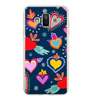 PrintiFy Samsung Galaxy J7 Duo ile Uyumlu 1mm Slim Fit Retro Colors 3 Baskılı Şeffaf  Kılıf