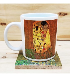 Gustav Klimt Set 8 - Kupa-Traverten Bardak Altlığı 1