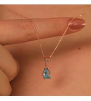 925 Ayar Gümüş Aquamarine Taşlı Damla Kolye