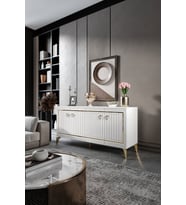Klas Konsol Mdf Mebran Kapak Beyaz Gold