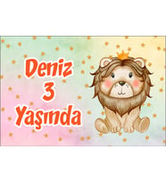 Sevimli Aslan Temalı Doğum Günü Afişi 35X50 cm