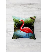 Flamingo Desenli Çift Tarafı Baskılı Gizli Fermuarlı Yastık Kılıfı Kırlent Koltuk Yastık Kılıfı (Mavi-Yeşil)