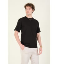 Giyim Dünyası Erkek Sıfır Yaka Oversize T-Shirt Siyah