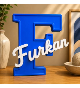 F Harfi Kişiye Özel 3D İsimlik Dekoratif Bebek ve Çocuk Odası Harf İsim Yazısı Masa Üstü Özel Tasarım