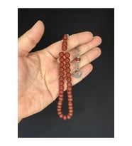 TOZ KEHRİBAR TESBİH KAHVERENGİ RENKLİ KÜRE KESİM 8 MM T-630 (Çok Renkli)