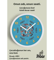 İsme Özel Su Samuru Çocuk Odası Duvar Saati Orta Boy 30 cm Beyaz Camlı Sessiz